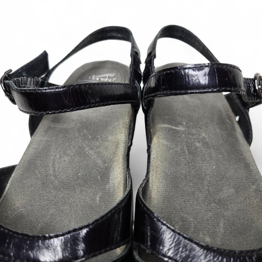 Dansko Sissy Patent Heeled Sandal's Women's Black Cushion Insole Open Toe 8.5/9 - Picture 9 of 9